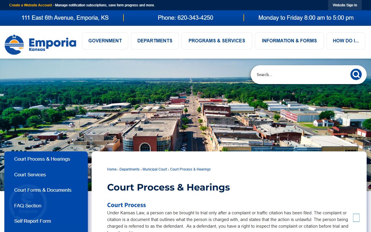 Lyon County arrest records and Emporia court process for charges after arrest