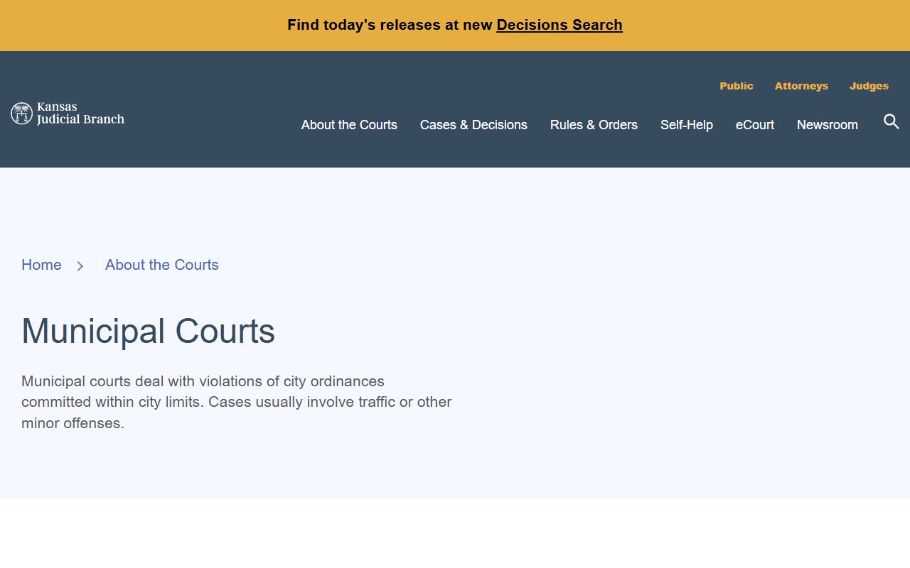 Lyon County court records Kansas municipal courts overview