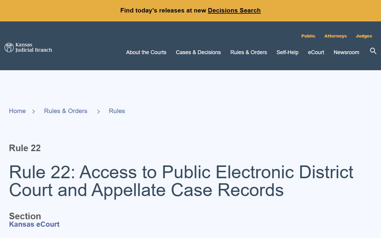 Lyon County court records Kansas Supreme Court Rule 22