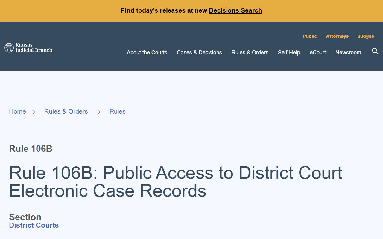 Lyon County court records Kansas Supreme Court Rule 106B