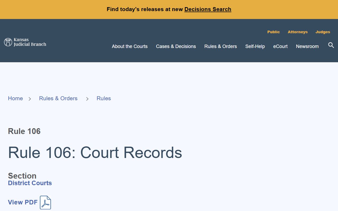 Lyon County court records Kansas Supreme Court Rule 106