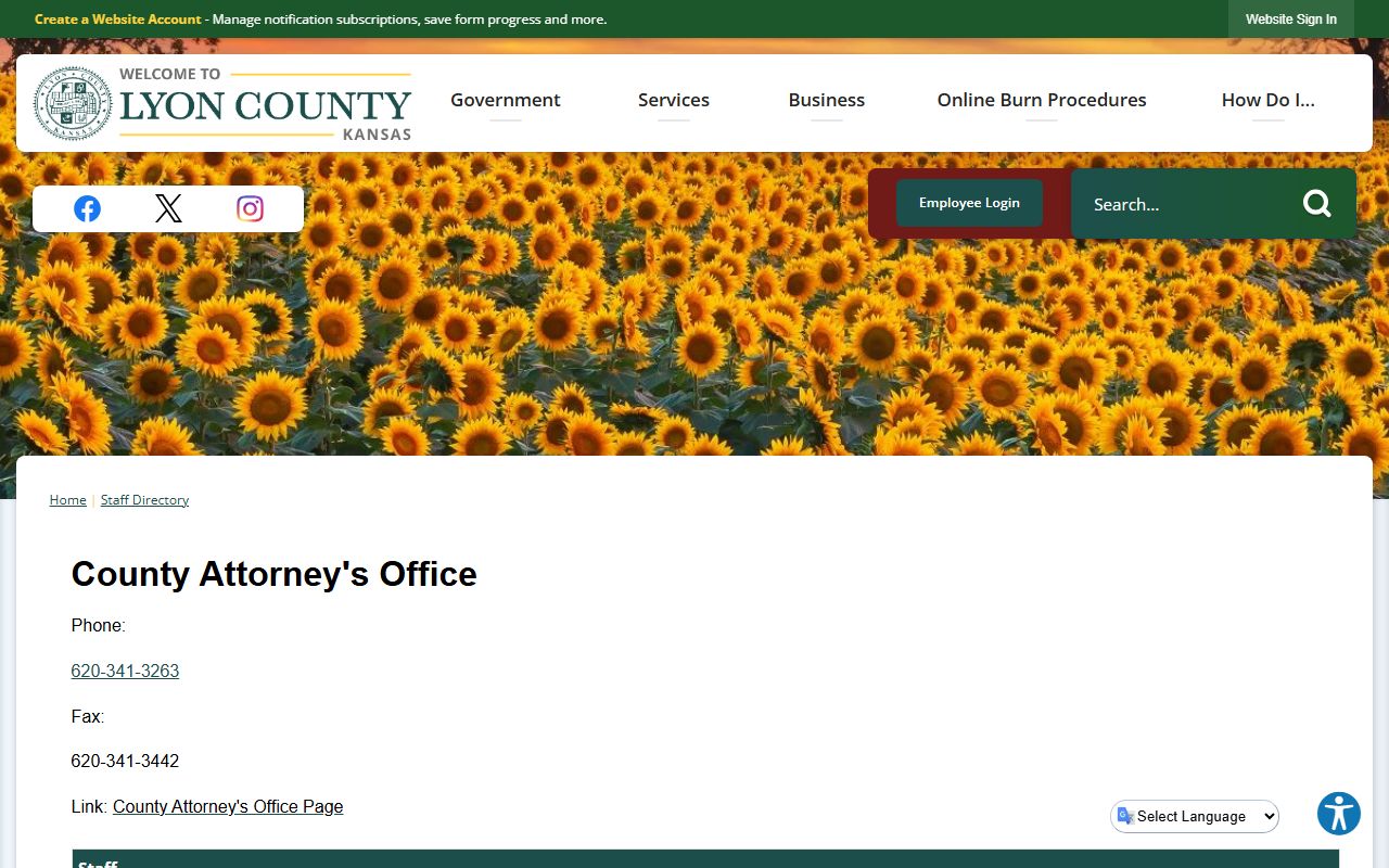 Lyon County criminal court records County Attorney staff directory