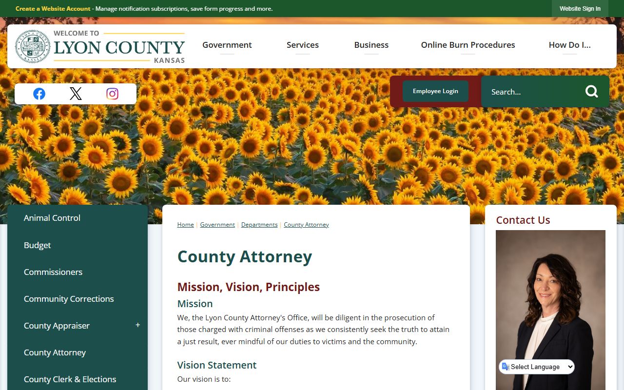 Lyon County criminal court records County Attorney page