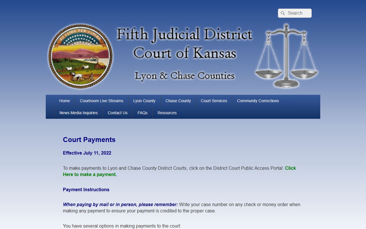Lyon County District Court court payments and case payment search