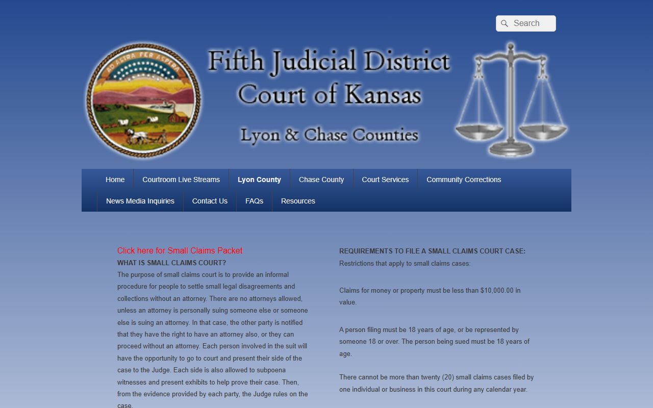 Lyon County District Court small claims filing details