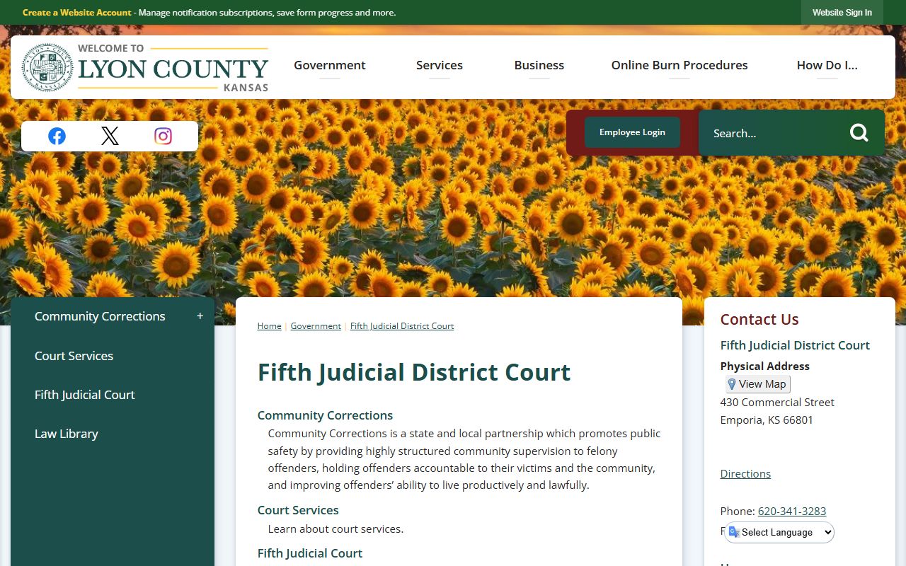 Lyon County court records county district court page