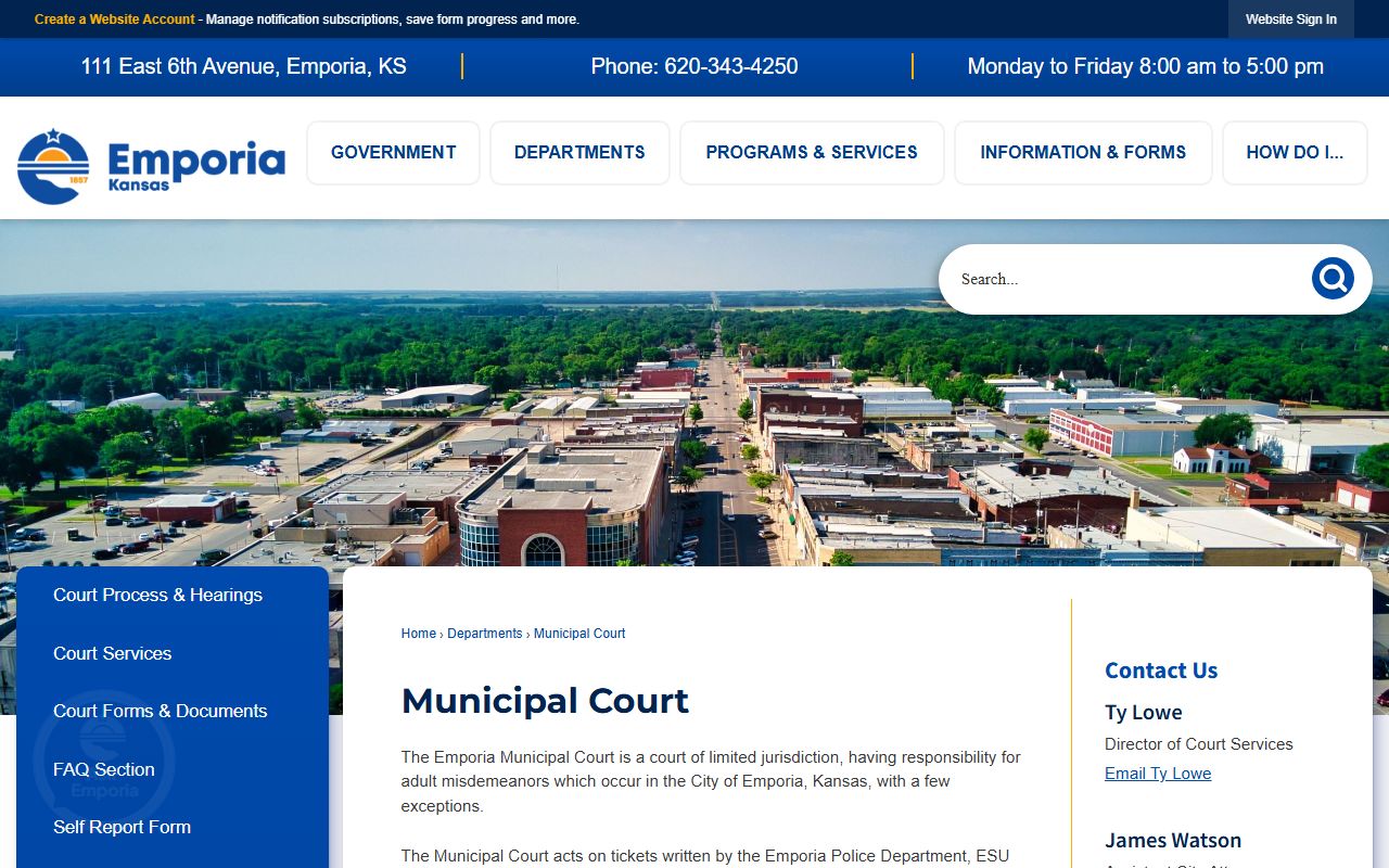 Lyon County court records Emporia Municipal Court information