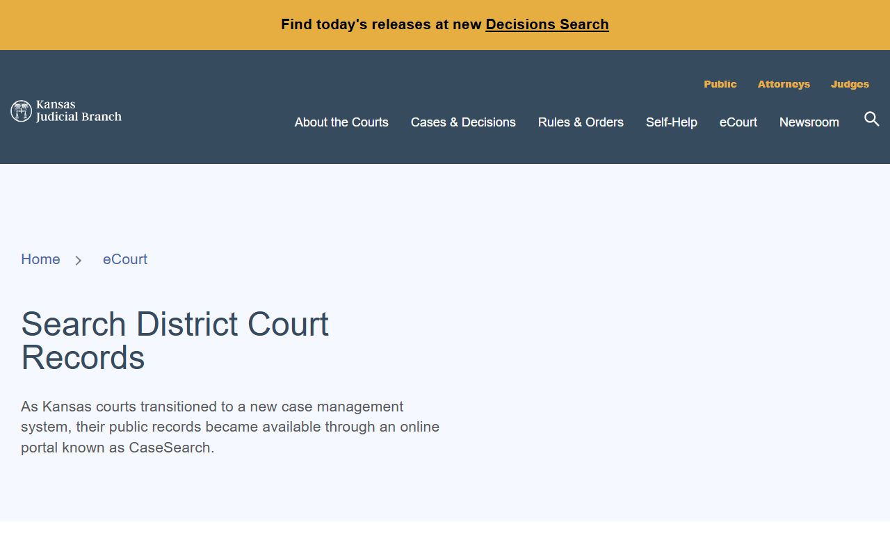 Lyon County court records Kansas district court records guidance
