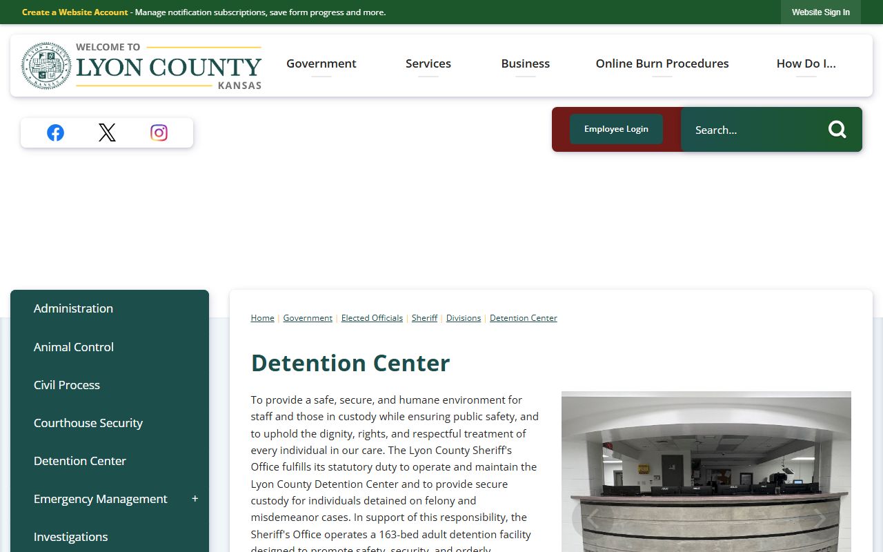 Lyon County court records detention center information