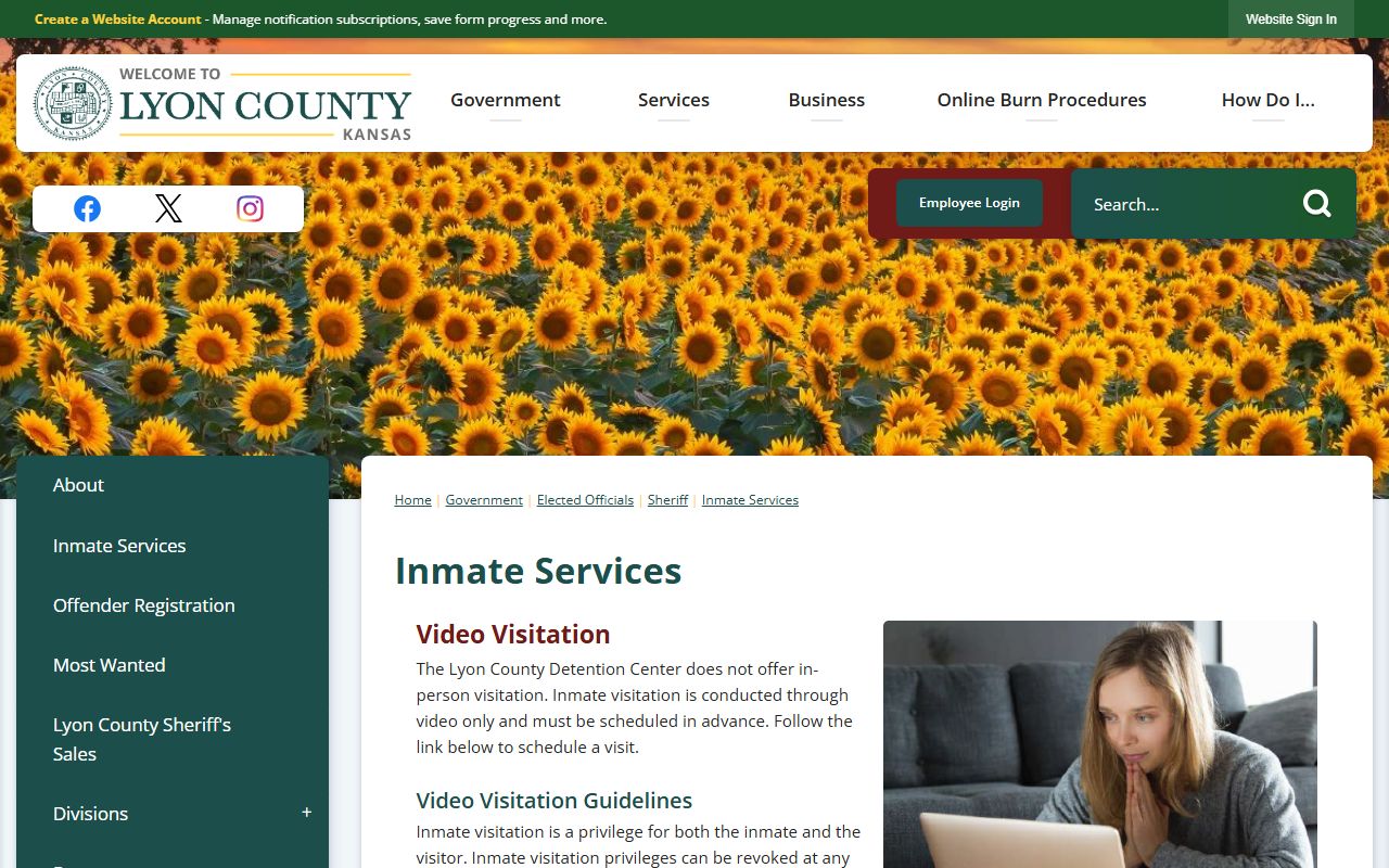 Lyon County inmate records and inmate services